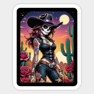 Vaquera - Dia De Los Muertos- Cowgirl Sticker